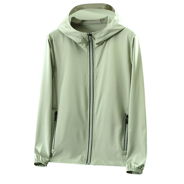 Weiqiqre Mens Lightweight Running Jacket Sun Protection Top Solid Color Long Sleeved Hooded Top