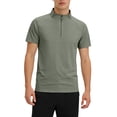 thumbnail image 2 of GrmtClth Men's Quarter Zip Athletic Shirt Short Sleeve Raglan Sleeve Performance Top Quick-Dry Gym Running Sports Activities T-Shirt Army Green 3XL, 2 of 4