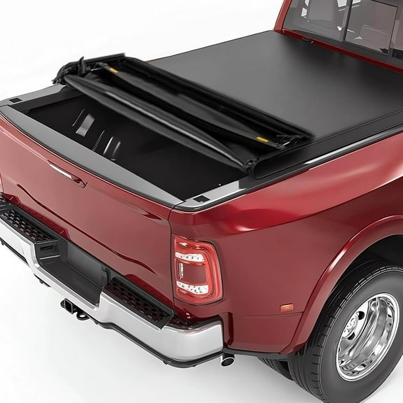 TRIBLE SIX 6.4FT/6.5FT Soft Quad Fold Truck Bed Tonneau Cover Replacement for 2002-22 Ram 1500 2003-20 Ram 2500/3500 Without Ram Box