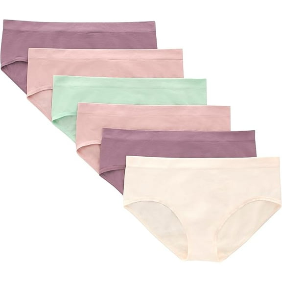 Hanes Tween Girls Underwear, Seamless Girls Panties, Boyshort & Hipster, Assorted Colors, 6-Pack