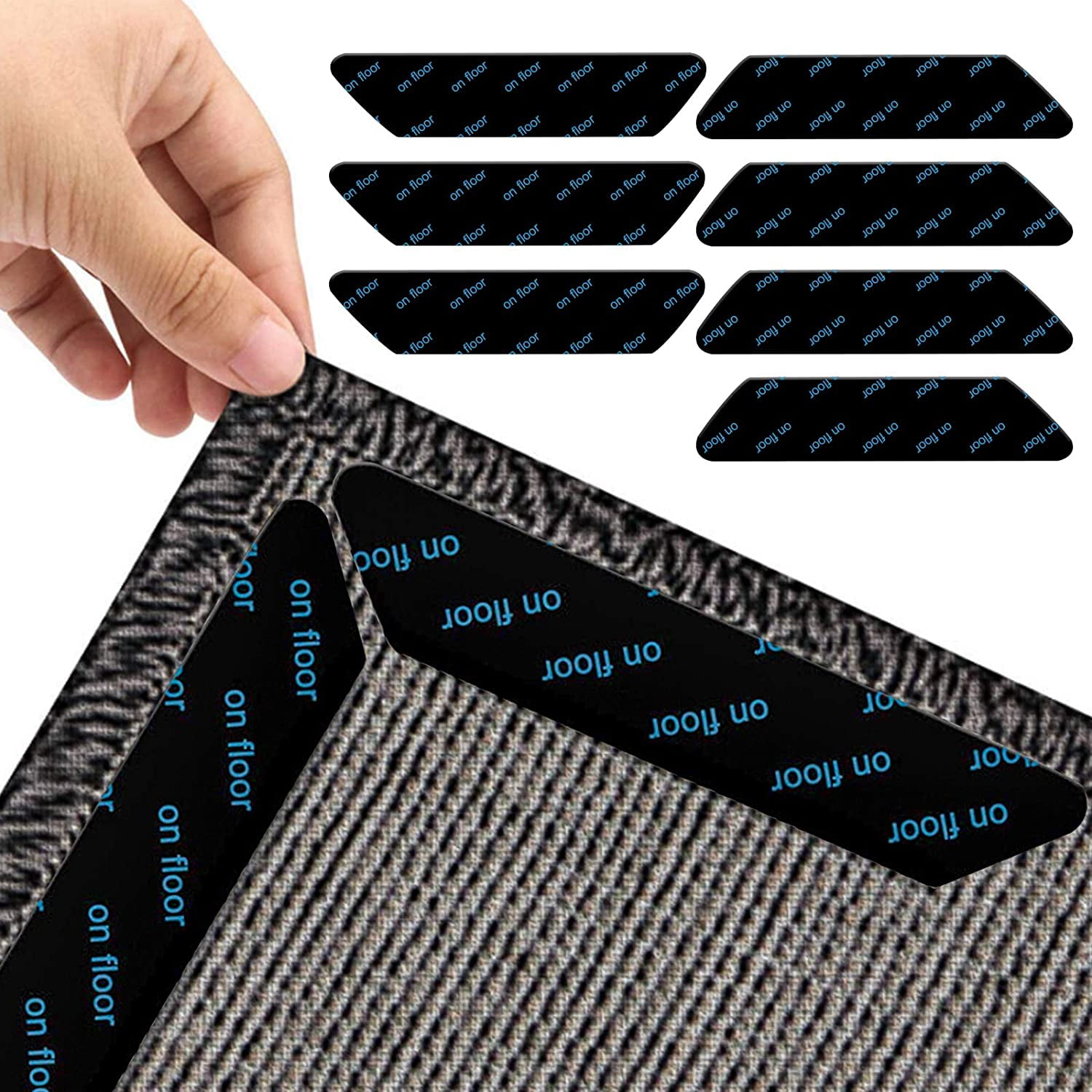 Rug Floor Grips, 32 PCS Rug Stopper Non Slip Sticker Rug Gripper for Carpets With Strong Sticky Washable Reusable for Office Kitchen Bathroom