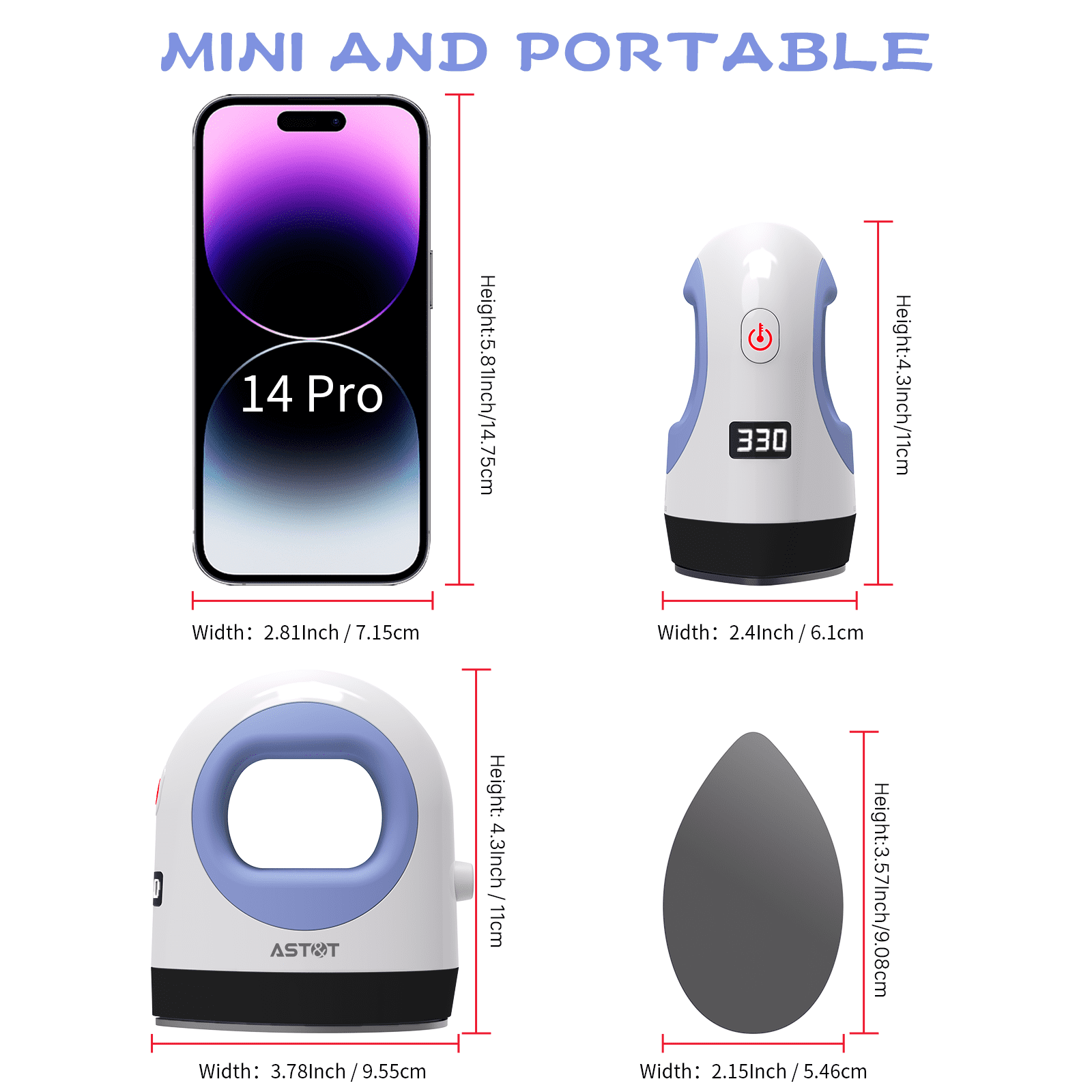 AST&T Mini Heat Press Machine Purple, Portable Digital Iron for Shoes, Hats, T Shirts,HTV Vinyl and Small DIY Project