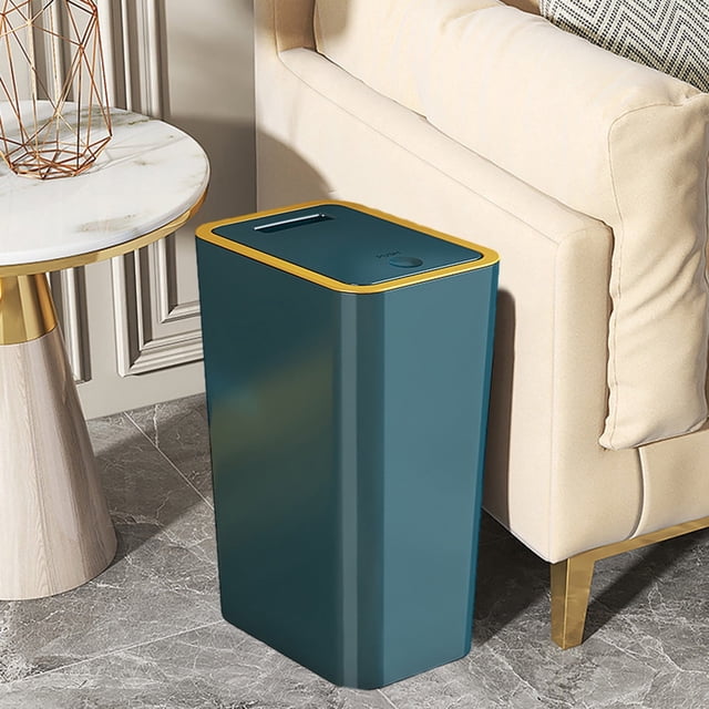 JilgTeok - Papelera pequeña con tapa para el regreso a clases, para baño - Papelera estrecha de plástico, moderna y delgada, con tapa, para dormitorio, oficina, sala de estar, lavandería, baño,