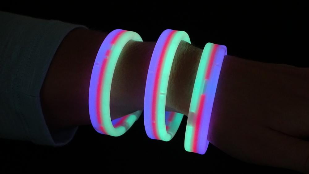 8 inch 30 Count Triple Wide Red Green and Blue Glow Bracelets Party Supply 