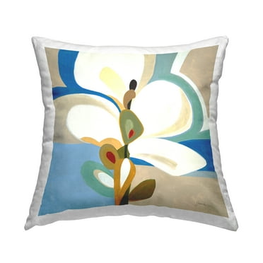Stupell Industries White Abstract Blossom Square Decorative Printed Throw Pillow, 18 x 18