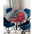 thumbnail image 5 of nqOlkjepod Christmas Round Tablecloth, Fitted Table Cover with Elastic for 55"-60" Round Tables, Xmas Red Tree Snowflake Birds Table Cloth Outdoor Indoor Dinning Party Waterproof Tablecloths, 5 of 6