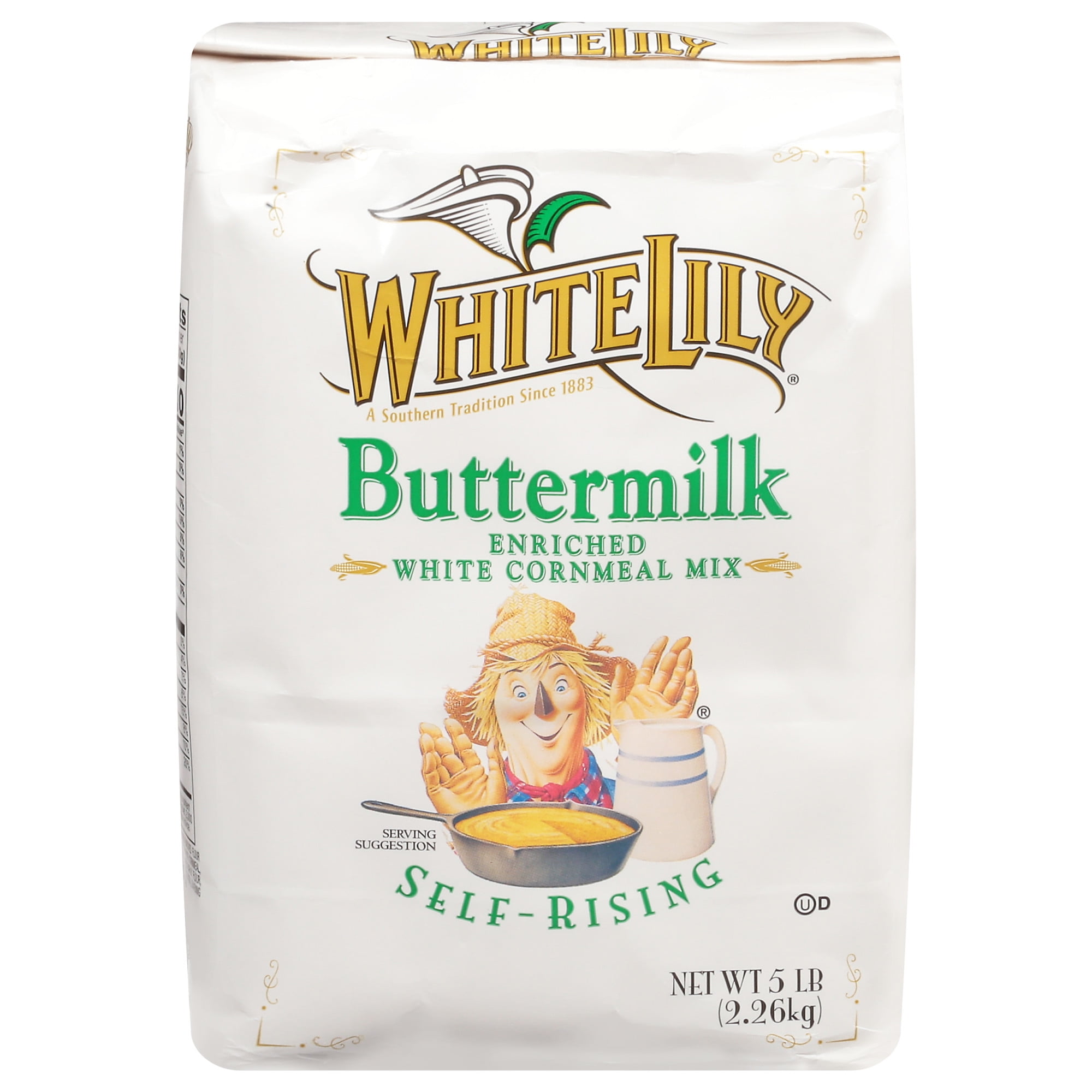 (8 pack) White Lily Self-Rising Buttermilk White Cornmeal Mix, 5 lb Bag