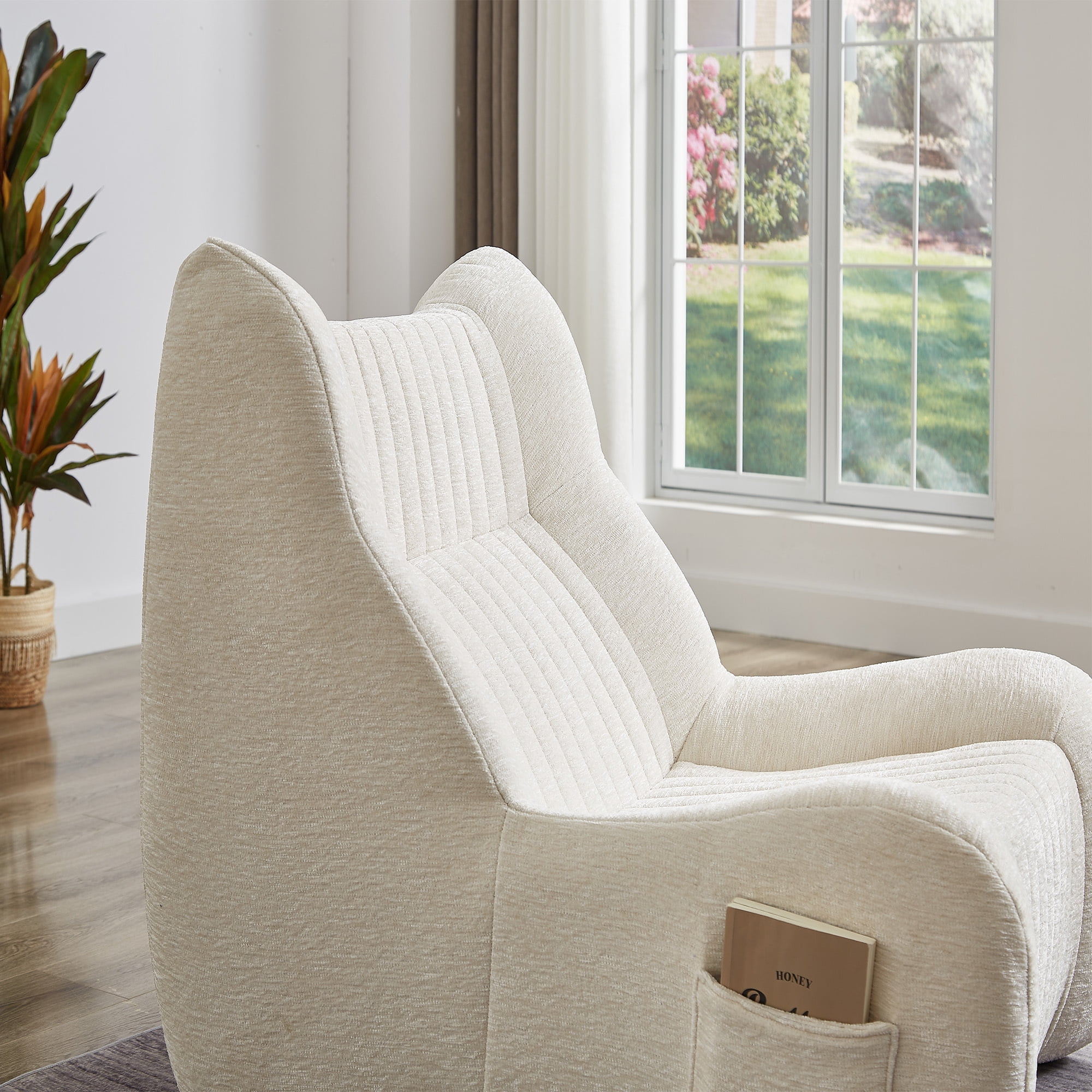 Leumius Bean Bag Chair, Oversized Comfy Beanbag Lounge Lazy Floor Sofa Accent Chair for Living Room, Bedroom White