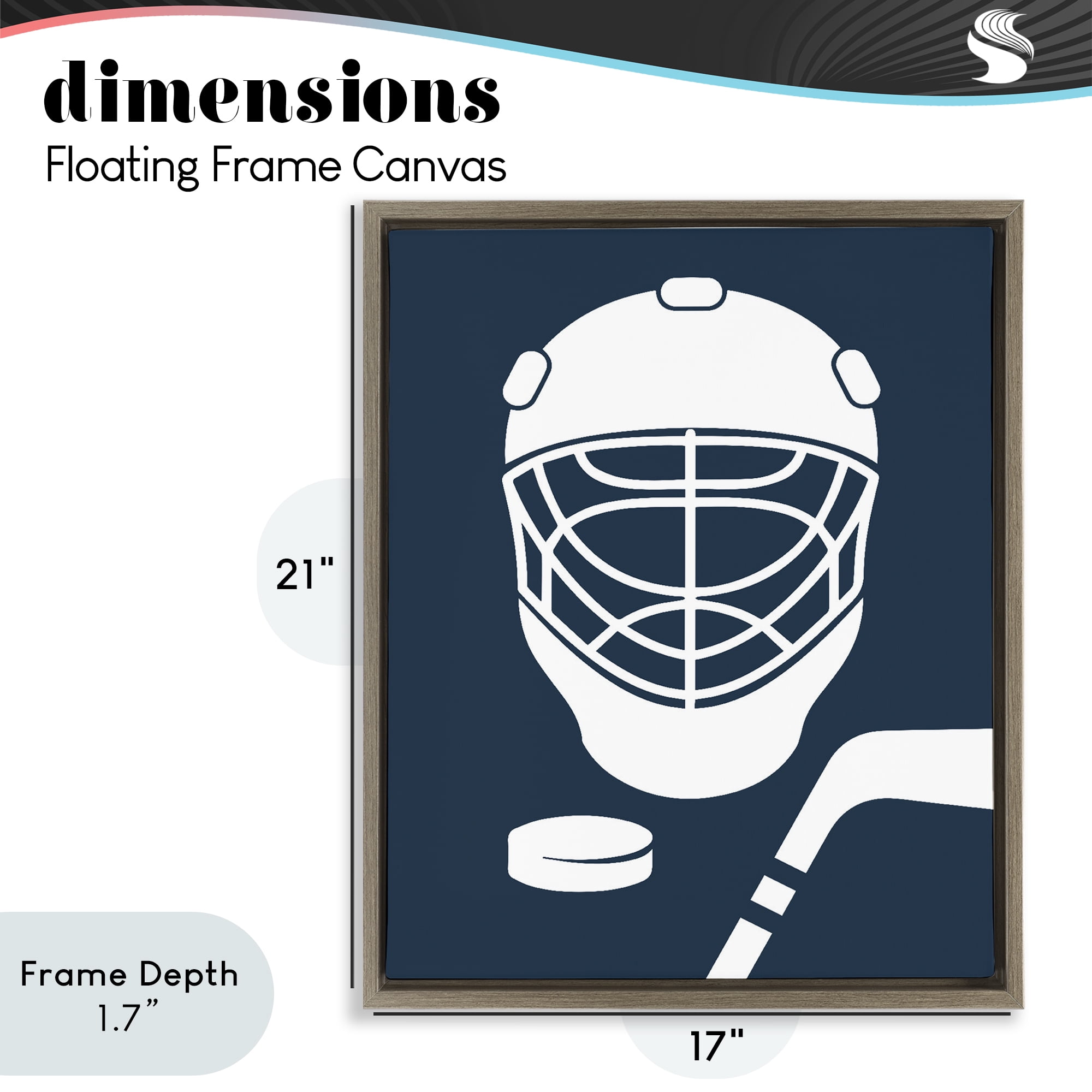Stupell Industries Hockey Mask Blue & White Brown Framed Floater Canvas Wall Art, design by Melody Hogan