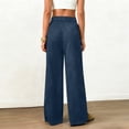 thumbnail image 4 of Women's Wide Leg Pants Faux Suede High Waist Barrel Palazzo Pants Casual Waistband Drawstring Comfy Baggy Trousers Blue, 4 of 8
