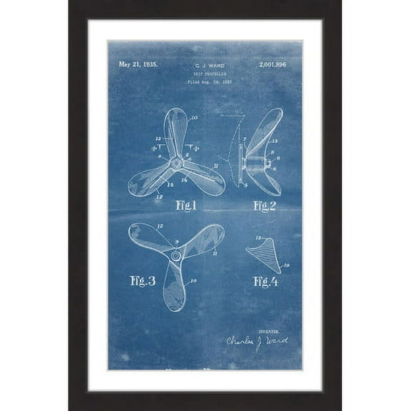"Ship Propeller 1933 Blueprint" Framed Painting Art Print