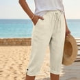 thumbnail image 2 of Casual Pants for Women Women's Fashionable And Casual Summer Elastic High Waisted Solid Color Cotton And Linen Loose Trousers, 2 of 6