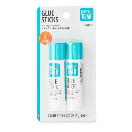 Pen+Gear Glue Sticks, Disappearing Purple, Washable, 0.21 oz, 2 Count