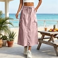 thumbnail image 6 of Cargo Skirts for Women Y2K Quick Dry Hiking Maxi Skirt Casual Drawstring High Waisted Parachute Skirts with Pockets Pink L, 6 of 9
