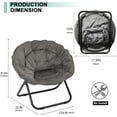 thumbnail image 2 of Folding Chair, Saucer Chair with Metal Frame, Comfy Moon Chairs for Bedroom, Living Rooms, Apartments, Camping, Lounging, Garden and Courtyard (Deep Grey), 2 of 6