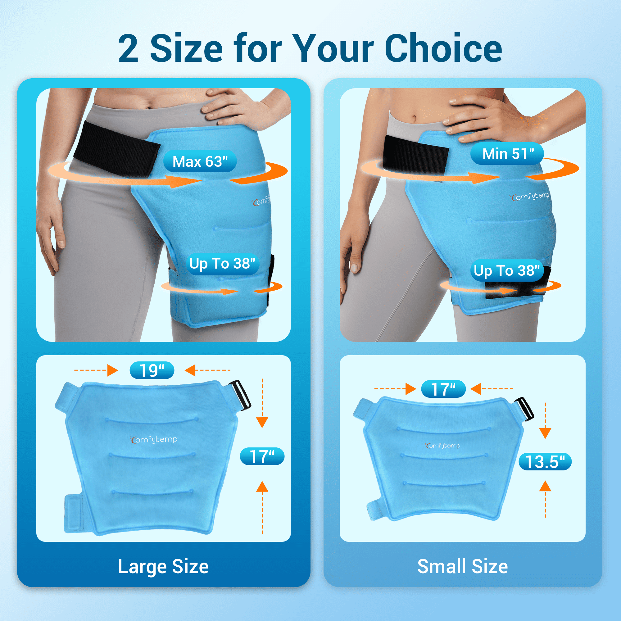 Comfytemp large Hip Ice Pack Wrap for Hip Surgery, Sciatica, Fracture, Pain Relief (L)