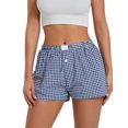thumbnail image 3 of Pantalones cortos de pijama a cuadros para mujer, con botones, elásticos, de cintura alta, estilo vintage, para verano, 2024, informales, sueltos y rectos, 3 of 5