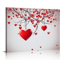 EastSmooth Valentine Framed Canvas Wall Art for Living Room Love Tree Wall Decor, Pink Red Aesthetic Paintings for Bedroom Office Kitchen Bathroom, Ready to Hang Valentines Day Wall Pictures