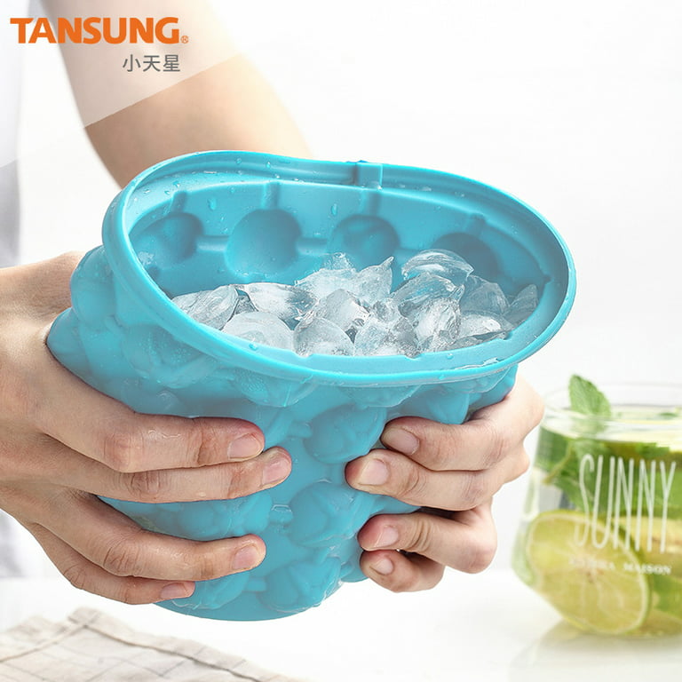 Portable ice bucket Small Ice Cube Silicone Trays - Covered Flexible Ice  Molds with Lids - Silicone Ice Molds 