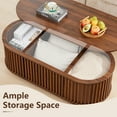 thumbnail image 5 of Wirrytor Lift Top Wood Oval Coffee Table with Hidden Storage Compartment and Shelf for Living Room, Fluted Oval Center Tea Table with Wooden Lift-Top for Apartment, Small Space, Brown, 5 of 9