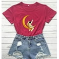 thumbnail image 5 of Anbech Astronaut Printed T-Shirt for Women Cute Moon Space Graphic Junior Girls Short Sleeve Tee Tops with Crew Neck, 5 of 5
