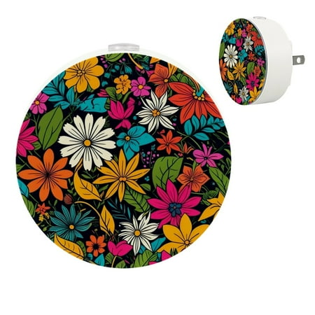 

YZUOUZY Night Lights Plug into Wall LED Lamp Small Bedside Lamps Set of 2 Harmonious Colorful Doodle Paisley