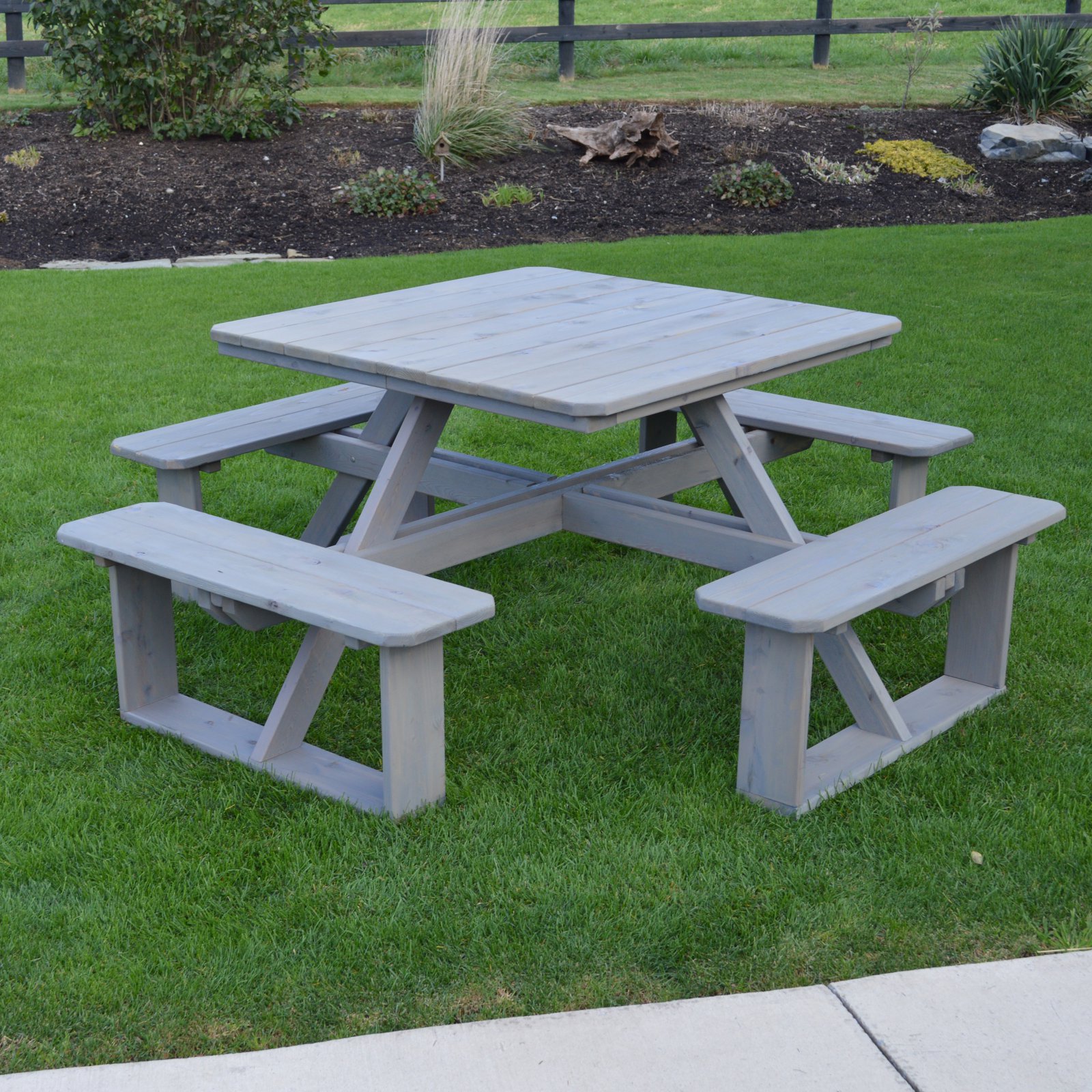 A &amp; L Furniture 44 in. Square Walk-In Wood Picnic Table with Optional Umbrella Hole - image 1 of 2