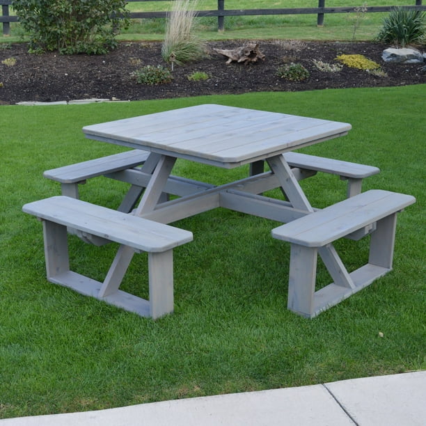 Wood Picnic Table, Mainstays Martis Bay Wooden Picnic Table Outdoor Gray