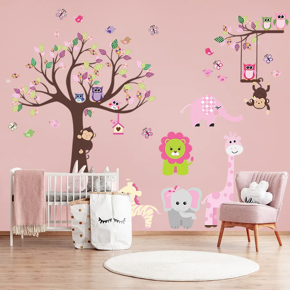 ANBER Giant Jungle Tree Wall Decal - Removable Vinyl Mural (5.9ft H X 8.6ft W)