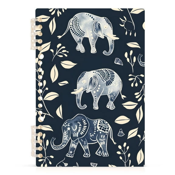 Elephant Boho Style Spiral Journal Notebook College Ruled Notebook 8.3" x 5.7" A5 Lined Thick Paper Page