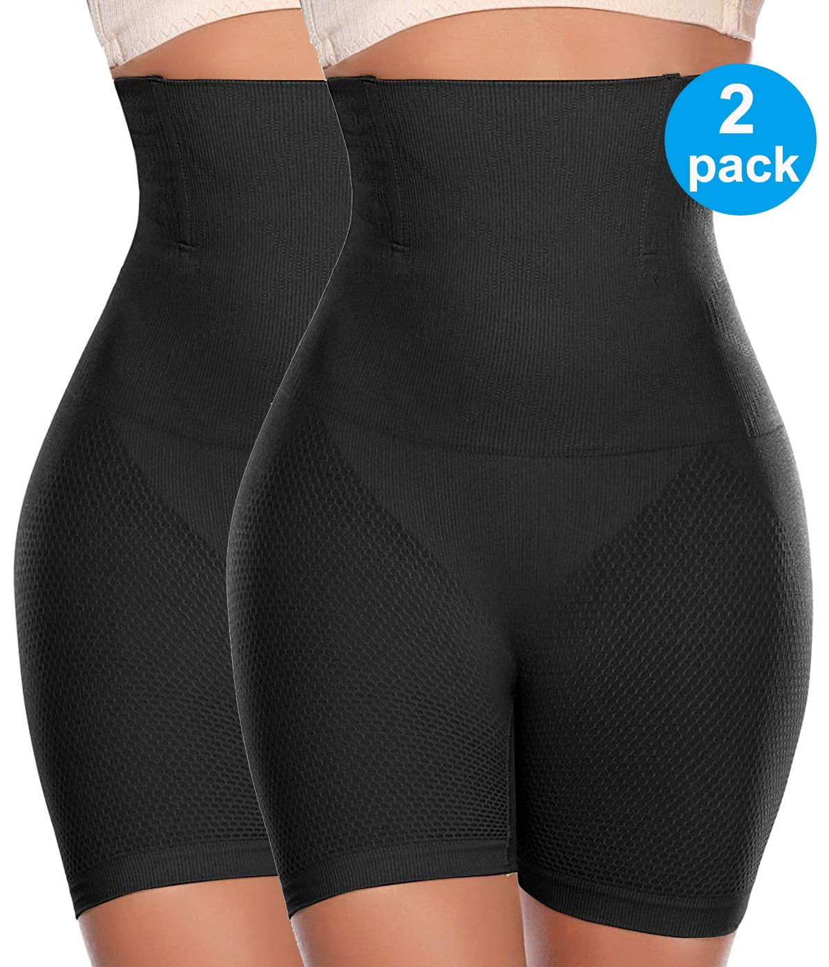 2 pack Women Waist Trainer Shapewear Tummy Control Body Shaper Shorts Hi-Waist Butt Lifter Thigh Slimmer image