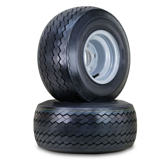 WANDA Golf Cart Tire Wheel Assembly 18X8.5-8 4-Ply with 4 Lugs on 4" PCD Silver Rim ,SET 2 -14006