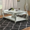 thumbnail image 4 of Acme Picardy Rectangular Wooden Coffee Table with Bottom Shelf in Antique Pearl, 4 of 6