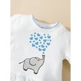 thumbnail image 3 of FAROOT Baby Girls Jumpsuit, Long Sleeve Cartoon Elephant Heart Print Romper, 3 of 8