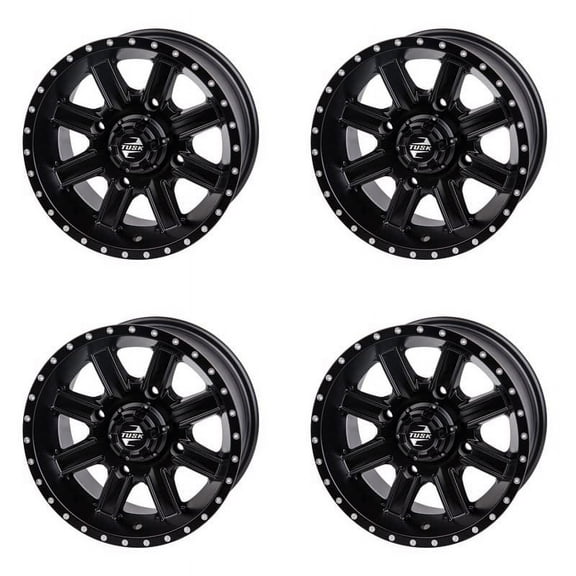 (4 Pack) 4/156 Tusk Cascade Wheel 12x7 4.0   3.0 Matte Black for Polaris Magnum 500 1999-2003
