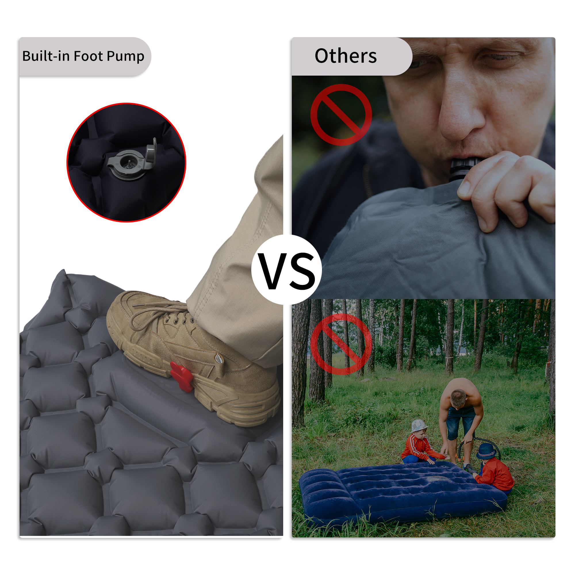 Unique Bargains Camping Sleeping Pads Non Spliceable Camping Mat With Pillow Foot Gray