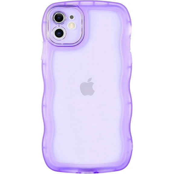 Phone Case for iPhone 11 6.1 Inch Cute Design Phone Cover Transparent TPU Case Wave-Frame Case Lovely Style Shock-Proof Protective Case for Women Girls Ladies (Clear-Purple)