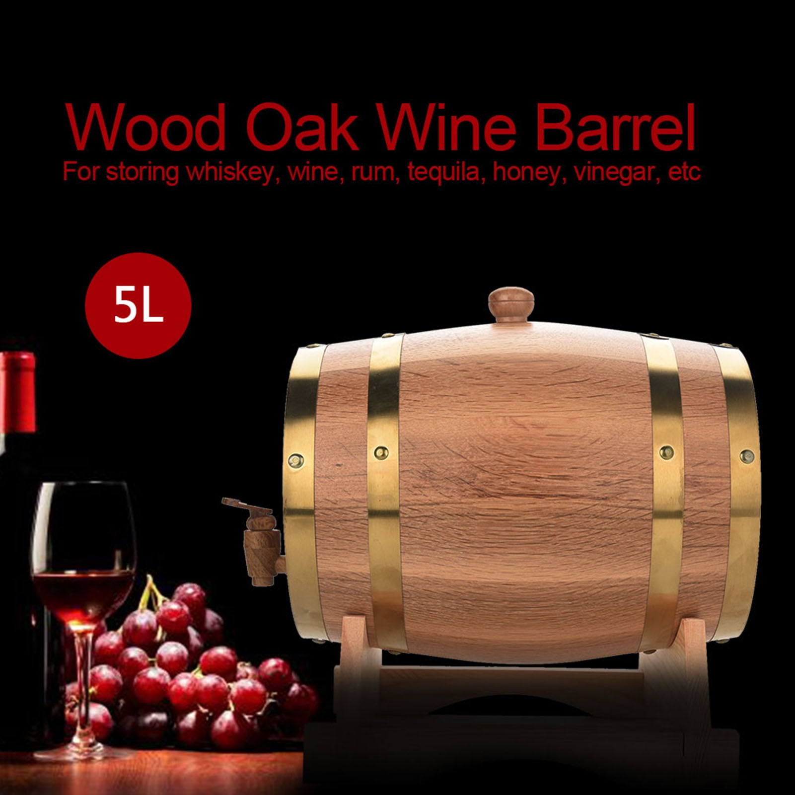 Oak Barrel, Premium Natural Oak Barrel For Beer Oak Timber Wine Barrel Wood Grain With Dispenser