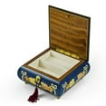 thumbnail image 2 of Handcrafted Radiant Blue 22 Note Roses and Ribbons Musical Jewelry Box with Lock and Key - Rhapsody In Blue, 2 of 2
