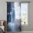 thumbnail image 4 of Navy Blue Grey Sheer Curtains 45 Inches Long, Modern Ombre Oil Painted Abstract Art Light Filering Curtains, Breathable Simi Curtain Privacy Drapes for Kitchen Bathroom Small Window Treatment, 4 of 9