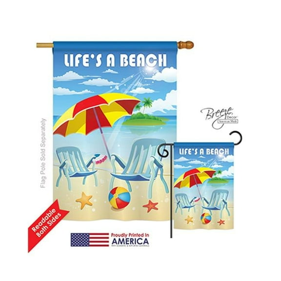 Breeze Decor 06057 Summer Lifes a Beach 2-Sided Vertical Impression House Flag - 28 x 40 in.