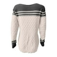 thumbnail image 5 of Tuphregyow Women Pullover Sweater Top Stripe Print Trendy Oversized Fuzzy Party Outdoor Chunky Warm Knit Sweater Casual Jumper Tops Crew Neck Long Sleeve Beige XL, 5 of 5