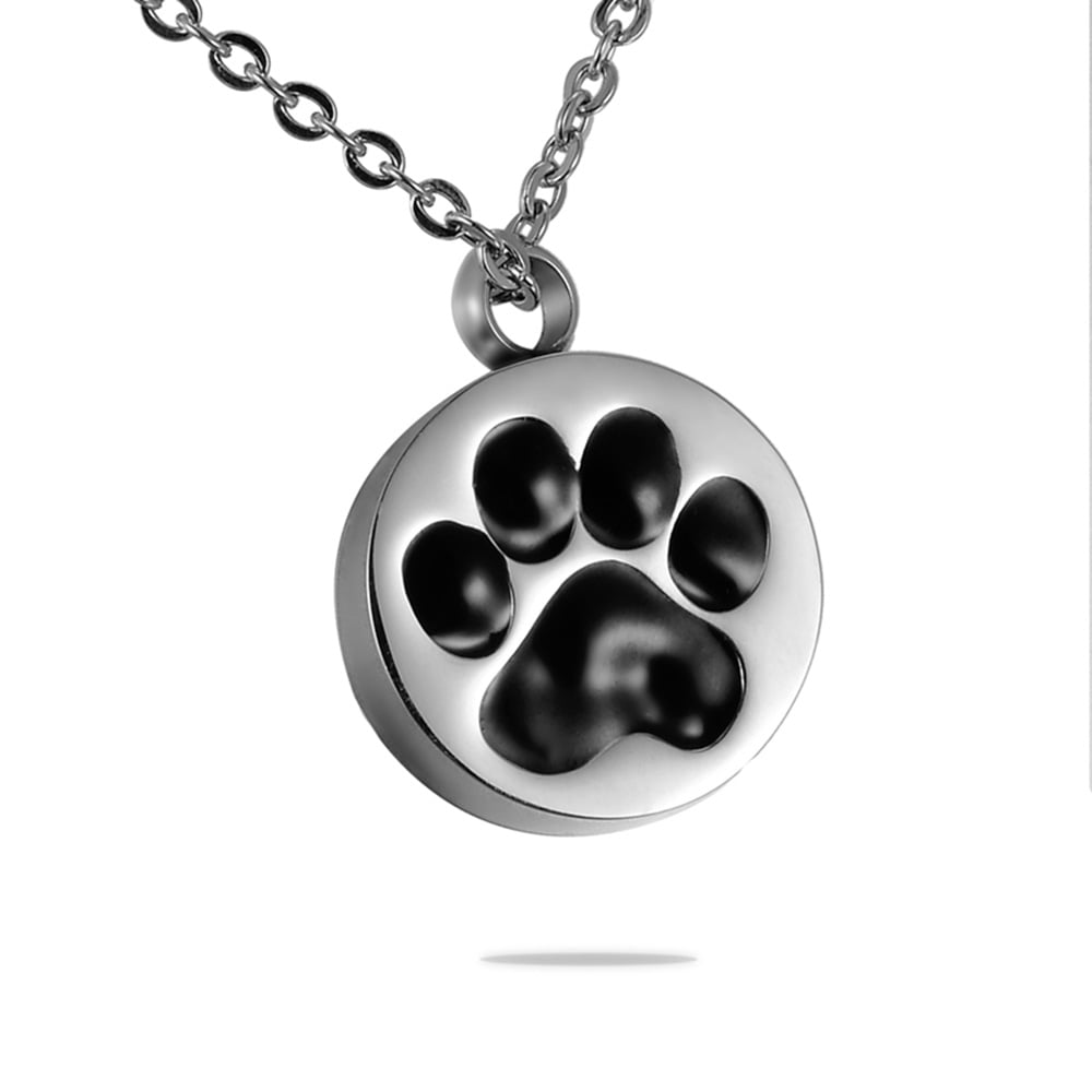Pet Supplies Urns & Memorials Pet Memorial Jewellery Pet hair Jewelry Sterling Silver round dog paw pendant dog hair Jewelry Sterling silver jewelry can also use Cremation ash 