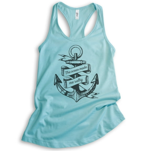 The Ocean Made Me Salty Tank Top, Ladies Racerback Tank Top, Vacation Tank, Beach Tank, Cancun, Large