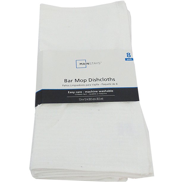 Mainstays, 8 Pack, Barmop Dish Cloth Set, White