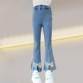 thumbnail image 2 of zbxnLI Girls Flare Jeans High Waisted Bell Bottom Denim Pants Cute Bootcut Denim Trousers with Pockets, 2 of 7