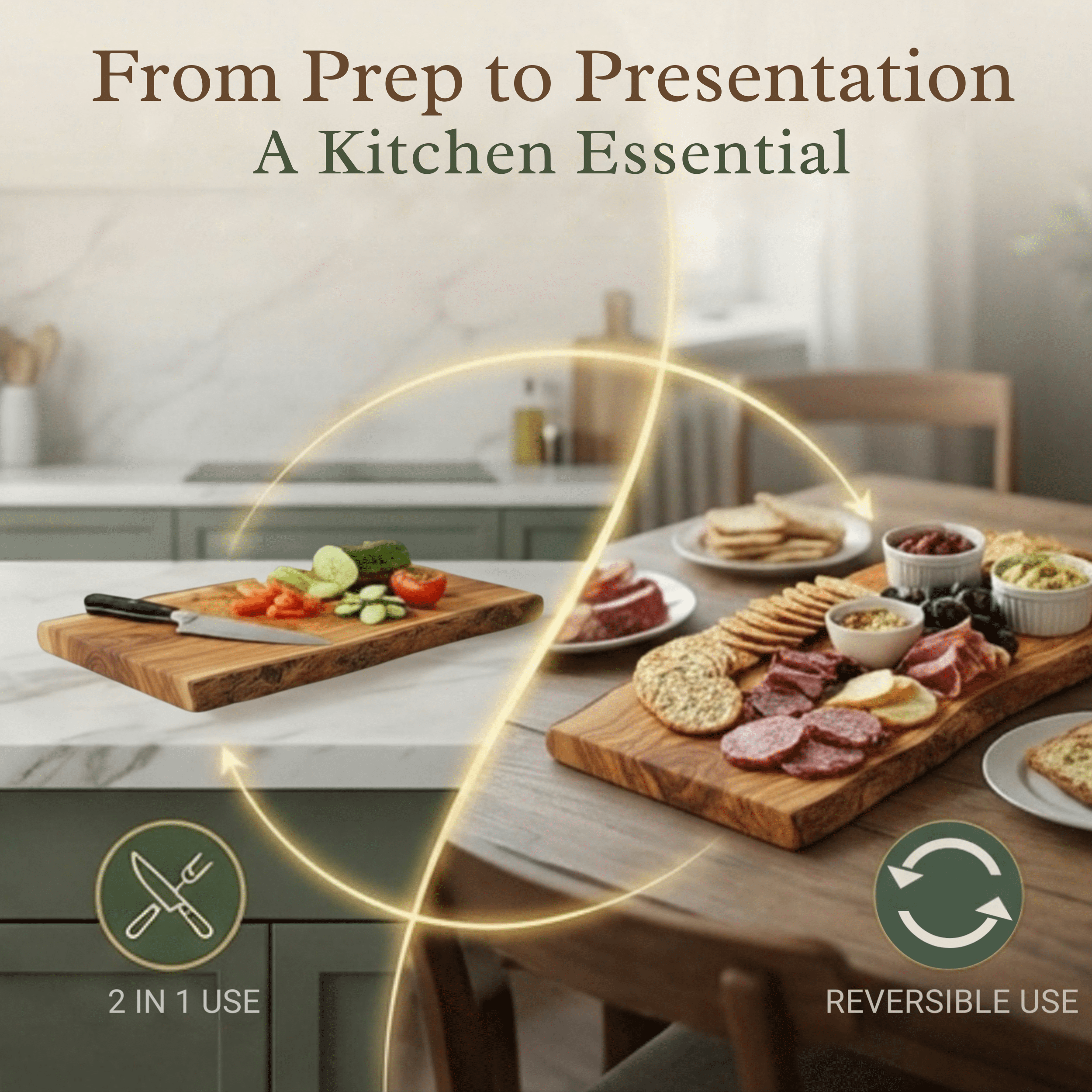 The Live Edge - Olive Wood Cutting Board for Kitchen | Wood Slab for Meat Cheese  Bread Cutting
