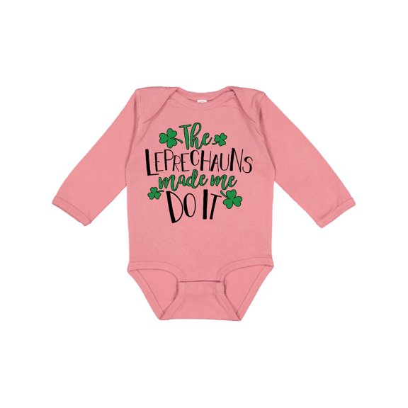 Inktastic St. Patrick's Day The Leprechauns Made me Do It Boys or Girls Long Sleeve Baby Bodysuit