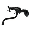 thumbnail image 1 of Kingston Brass KS116MB - Grifo para baño con montaje en pared central ajustable, color negro mate, 1 of 8