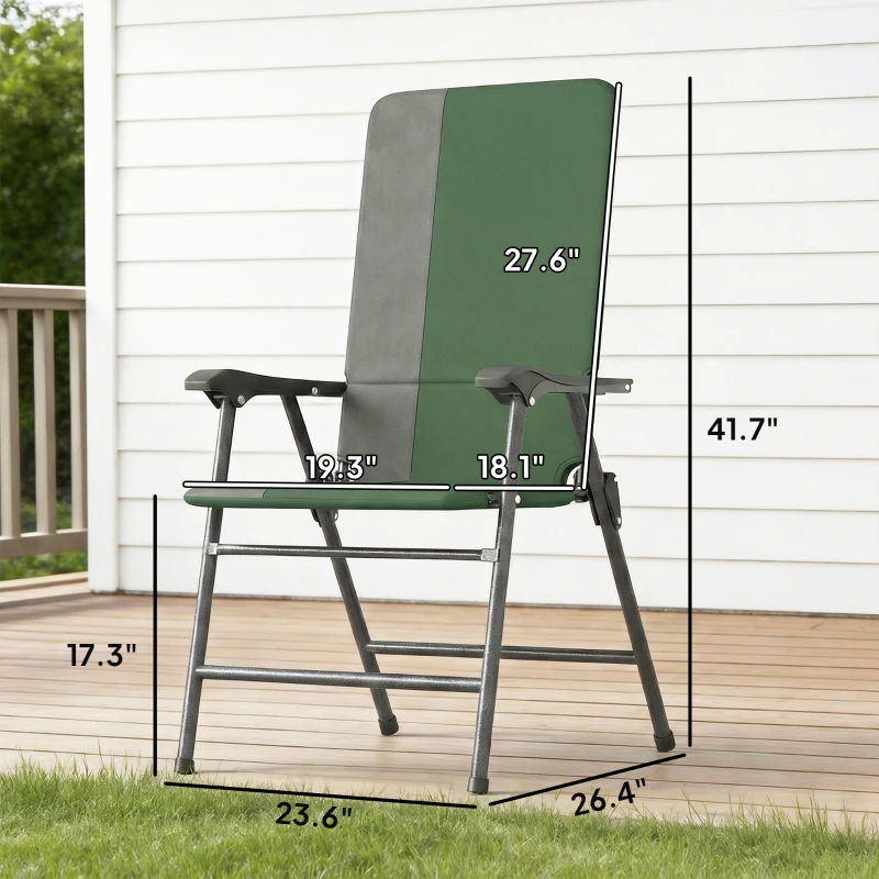 Outdoor High Back Chairs Set,Lawn Chairs,Folding Camping Chairs,Patio Chairs Set of 2